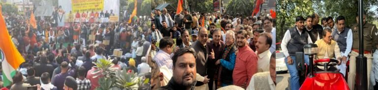 हिंदुओं पर अत्याचार के खिलाफ हिंदू संगठनों का प्रदर्शन, ट्रैक्टर चलाकर पहुंचे सांसद अरुण गोविल