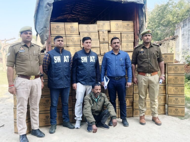 क्राइम ब्रांच पुलिस की बड़ी कार्रवाई,ट्रैक से 150 पेटी विदेशी शराब जब्त, एक तस्कर गिरफ्तार