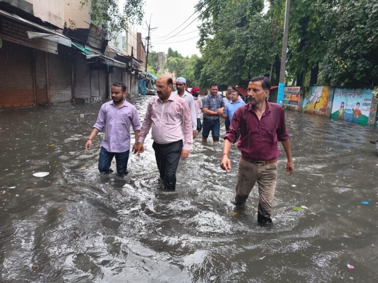 जल भराव की समस्या से निपटने हेतु स्वयं मौके पर पहुंचे जिलाधिकारी पानी निकासी को कराया गया सुनिश्चित