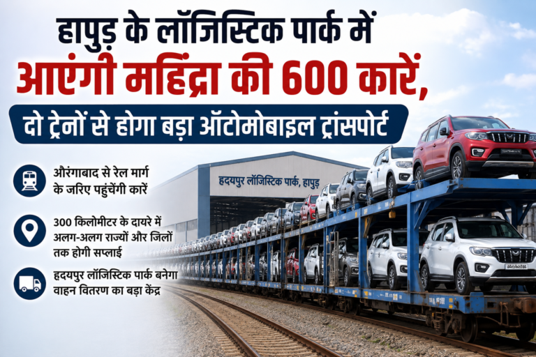 हापुड़ के लॉजिस्टिक पार्क में आएंगी महिंद्रा की 600 कारें, दो ट्रेनों से होगा बड़ा ऑटोमोबाइल ट्रांसपोर्ट