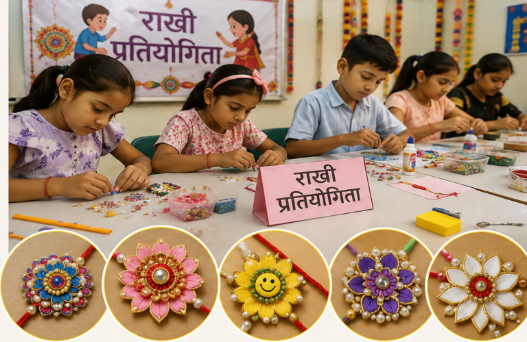 राखी प्रतियोगिता में बच्चों ने दिखाई रचनात्मक प्रतिभा
